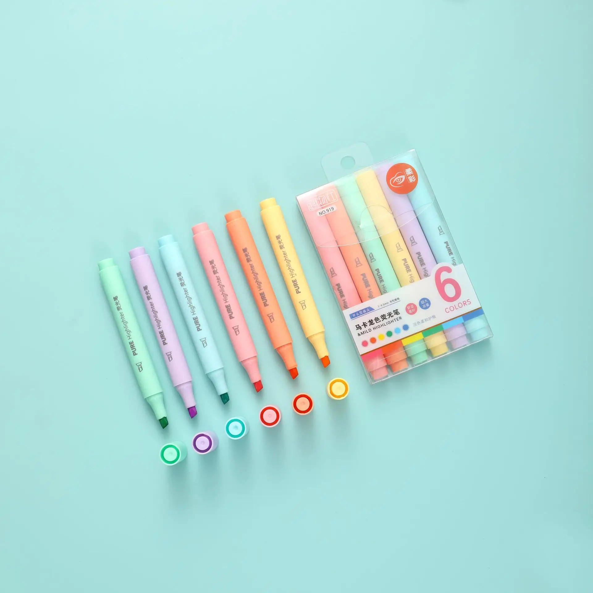 6 ชิ้น/เซ็ตสีพาสเทล Macaron Hi - Pastel Highlighter Set Double Ended บทวิจารณ์และราคา