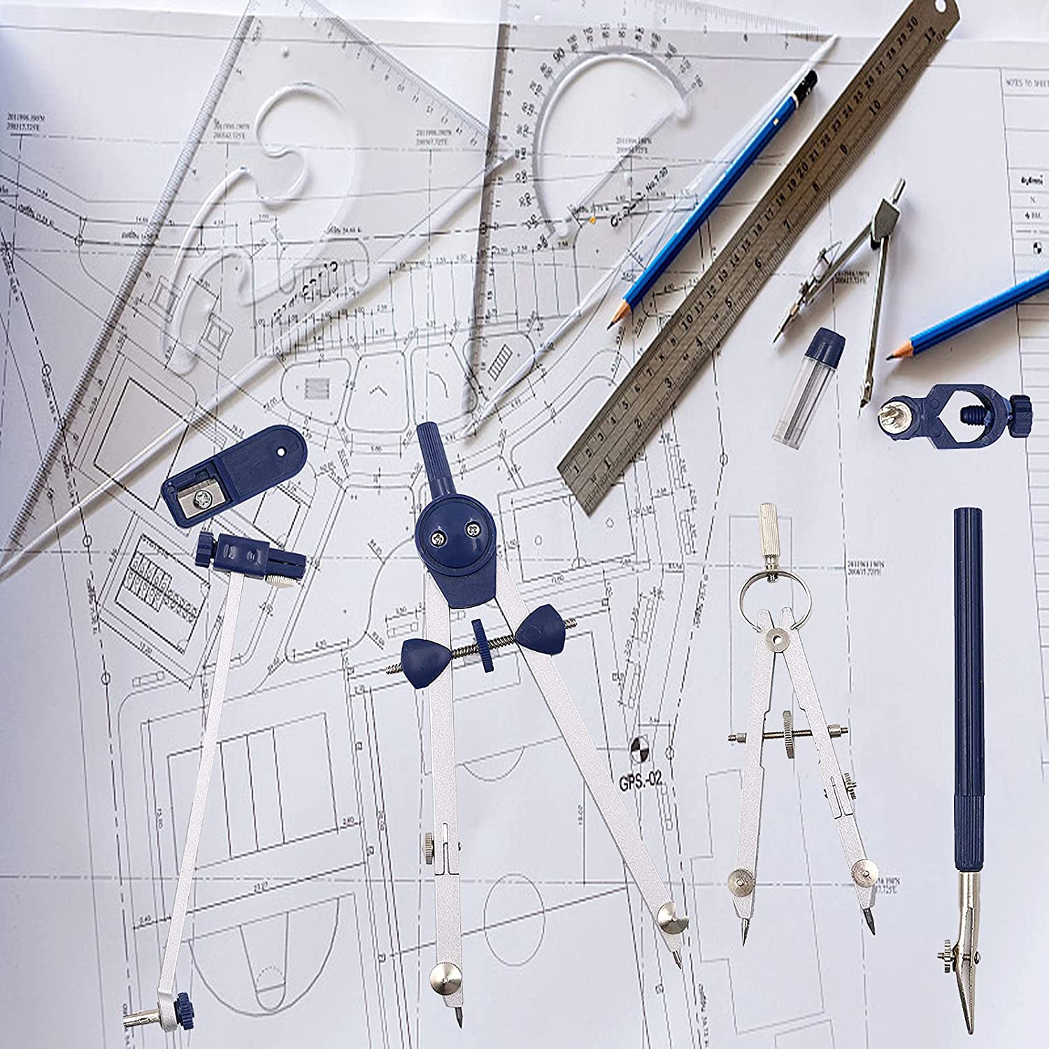 เข็มทิศเขียนแบบ A46M-9Pc สำหรั - Math Geometry Set With Compass บทวิจารณ์และราคา