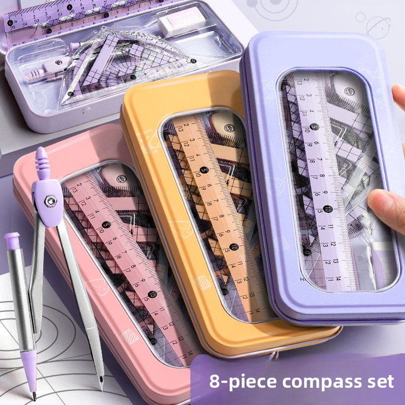 ชุดอุปกรณ์เรขาคณิต 8 ชิ้น สำหร - Math Geometry Set With Compass บทวิจารณ์และราคา