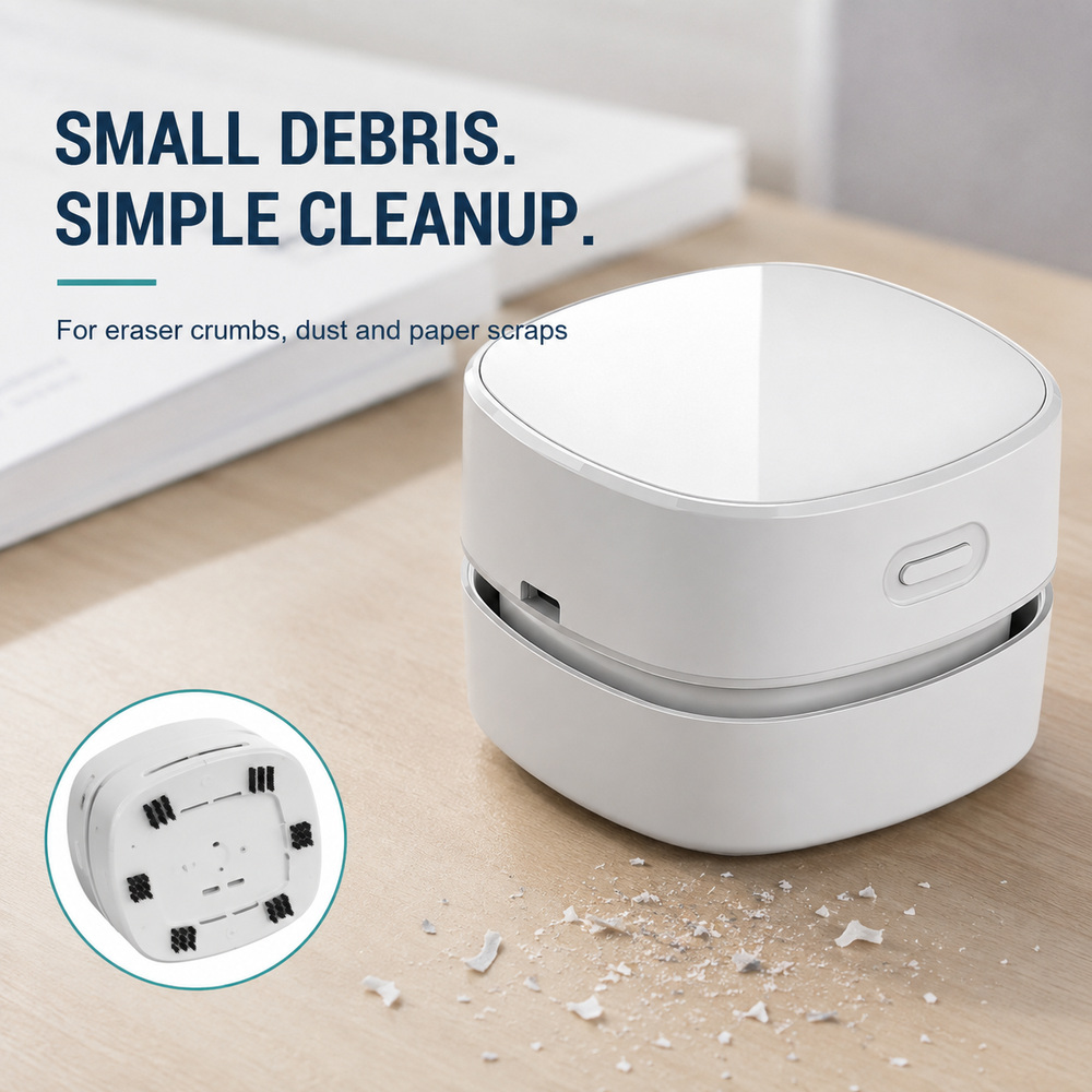 เครื่องดูดฝุ่นแบบพกพาสำหรับโต๊ - Mini Desktop Vacuum Cleaner For Eraser Dust บทวิจารณ์และราคา