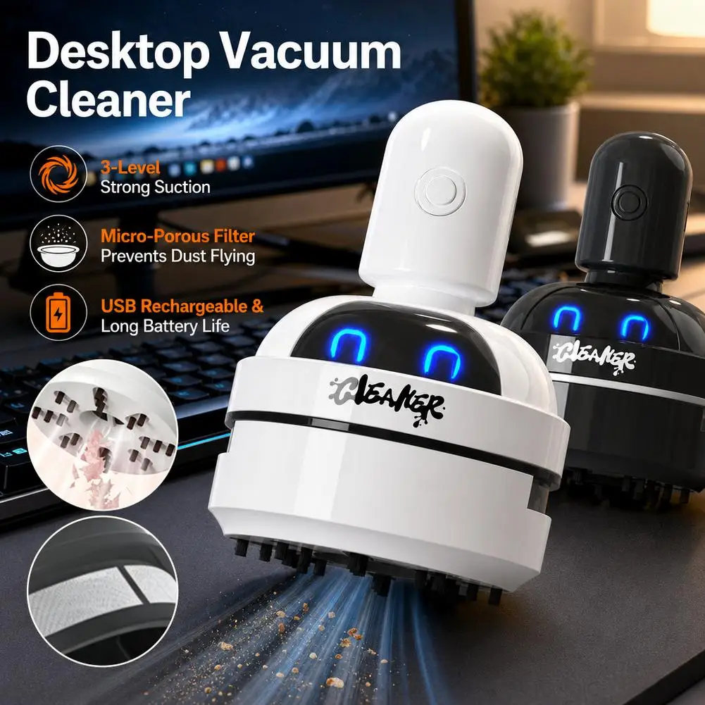 เครื่องดูดฝุ่นขนาดเล็กแบบชาร์จ - Mini Desktop Vacuum Cleaner For Eraser Dust บทวิจารณ์และราคา