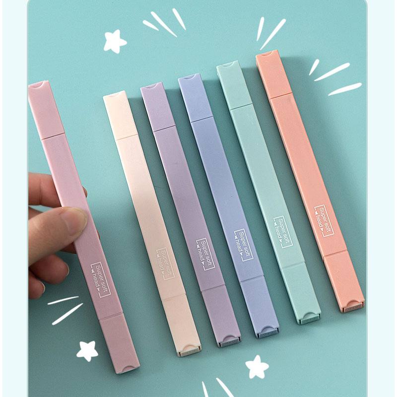 6 PCS DOUBLE SIDE Highlighter  - Pastel Highlighter Set Double Ended บทวิจารณ์และราคา