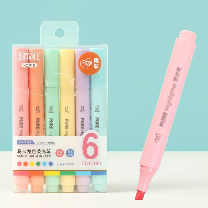 ปากกาไฮไลท์เตอร์สีพาสเทล 6 ชิ้ - Pastel Highlighter Set Double Ended บทวิจารณ์และราคา